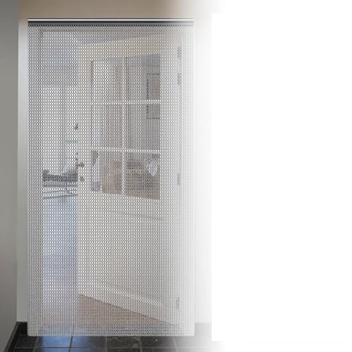 Fliegengittervorhang aus Aluminium, silberfarben, für Türen, 100 x 214 cm, Mückenschutz, Innendekoration für Räume und Terrassen, Ketten-Türabdeckung von Generisch