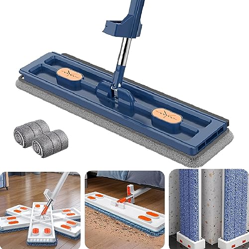 Flovida Wischmop,360 Grad Wischmopp Flovida,Sehr Wendiger Wischmopp Mit AusdrüCkfunktion (Blue -（2 rag）) von Generisch