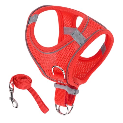 Fluchtsicheres Katzen Geschirr | Weiches Mesh-Geschirr Mit Reflektierenden Sicherheitsstreifen,Haustierzubehör Für Kleine Mittelgroße Große Tiere Reisen Rucksack Outdoor Wandern von Generisch