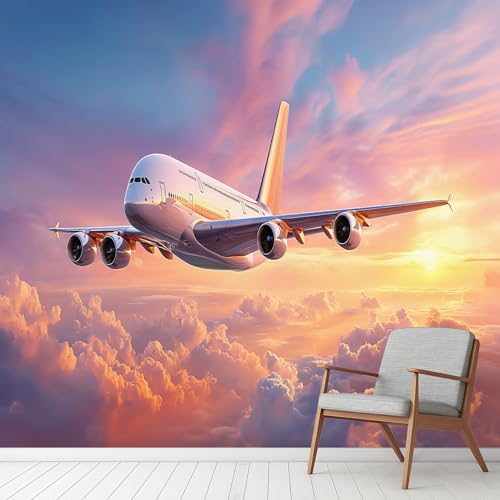 Flugzeug Reise Dämmerung Tapete Selbstklebende Fototapete Fantasie Bunte Himmel Wolken Tapeten Flugzeug Fliegt Wandtapete Vinyl Wasserdicht Wandaufkleber für Wohnzimmer Schlafzimmer Küchen 300x210 cm Flugzeug Reise Dämmerung Tapete Selbstklebende Fototapete Fantasie Bunte Himmel Wolken Tapeten Flugzeug Fliegt Wandtapete Vinyl Wasserdicht Wandaufkleber für Wohnzimmer Schlafzimmer Küchen 300x210 cm von Generisch