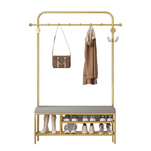 Flurbaum mit Bank und Schuhaufbewahrung, 3-in-1-Eingangs-Organizer mit Garderobe, 2-stöckiges Regal und weiches Kissen für Flur, Wohnzimmer, Schlamm von Generisch