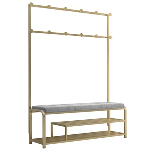 Flurbaum mit Bank und Schuhaufbewahrung, Garderobenleiste für den Eingangsbereich, mit gepolstertem Sitz, 12 Haken und 2-stöckigem Regal, ideal für Wohnzimmer- und Flurorganisation von Generisch