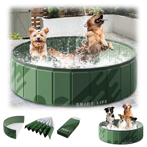 Foldable Dog Swimming Pool, 2025 Neu Hundebadewanne Vielseitig Planschbecken Hund Tragbar Katzenpool für Garten Robust Outdoor Hundepool (Dunkelgrün, Durchmesser 120cm, Höhe 30cm) von Generisch