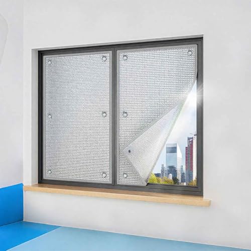 Folie Fenster Hitzeschutz Sichtschutz Wärmeisolierung Fensterfolie Für Glasfenster Reflektierende Thermoabdeckung Für Fenster Tür Glastrennwände(Grau,150x150 cm) von Generisch