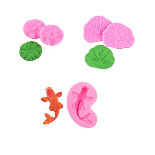 Fondant Form Silikon Simuliertes Lotusblatt Doppelseitige Klemmform Silikonform Fondant Lotusschote Lotusblatt Kuchendekoration Backform Rosa von Generisch