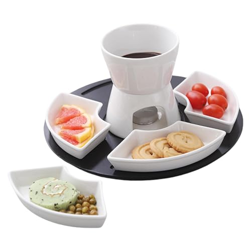 Fondue-Topf-Set – Fondue-Set für heiße Töpfe | Fondue-Set mit Butterwärmer, Keramik-Fondue-Set für Buffet, Keramik-Fondue-Set für Strand, Partys von Generisch
