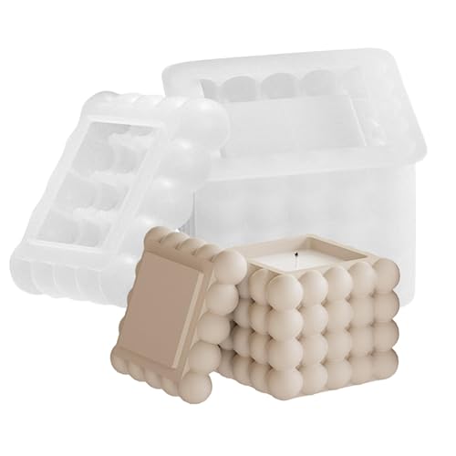 Formen zur Kerzenherstellung, Silikonformen für Kerzen,Bubble Cube Kerzenform - Quadratische Gips-Aufbewahrungsbox, wiederverwendbare Form für Gips-Epoxidharz-Handwerk, Heimdekoration von Generisch