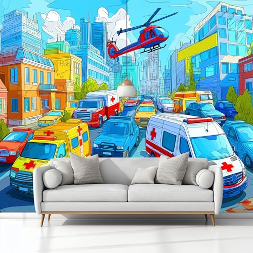 Fototapete 3D Effekt Cartoon-Stadtgebäude Krankenwagen Hubschrauber Tapete Fototapeten Vlies Tapeten 300 x 210 cm Vliestapete Wandtapete Moderne Wand Schlafzimmer Wohnzimmer Tapete Fototapete 3D Effekt Cartoon-Stadtgebäude Krankenwagen Hubschrauber Tapete Fototapeten Vlies Tapeten 300 x 210 cm Vliestapete Wandtapete Moderne Wand Schlafzimmer Wohnzimmer Tapete von Generisch
