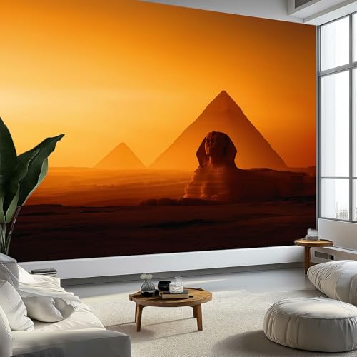 Fototapete 3D Effekt Dekoration Wüste Pyramide Natur Landschaft Wandbild 400 x 280 cm (B×H), Seidentuch Tapete Wandtapeten Gelb Wandbilder Für Wohnzimmer Schlafzimmer Panorama Wanddeko von Generisch
