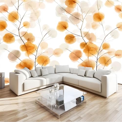 Fototapete 3D Effekt Panorama Exquisit Aquarell Runde Blätter, 400 x 280 cm (B x H) Wandtapete Hellbraun Motivtapeten Für Die Wanddekoration Von Wohnzimmer Und Schlafzimmer von Generisch