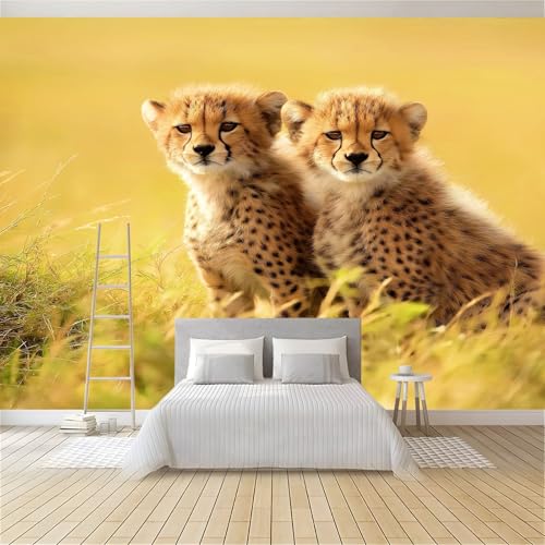Fototapete 3D Effekt Panorama Surrealismus Natur Tier Gepard, 400 x 280 cm (B x H) Wandtapete Gelb Motivtapeten Für Die Wanddekoration Von Wohnzimmer Und Schlafzimmer von Generisch
