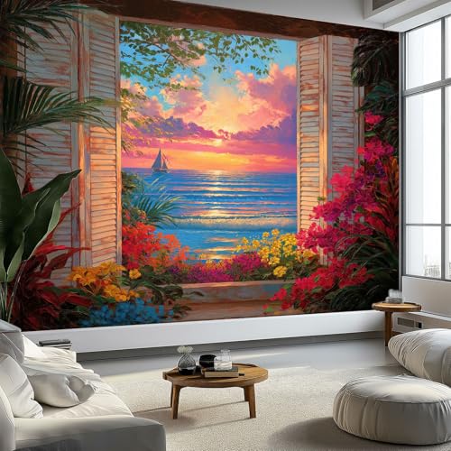 Fototapete 3D Effekt Panorama Tapete 300 x 210 cm Anime Fensterblick Blumen, Seidenmaterial Wandbilder - Bunt Große Wandposter für Wohnzimmer Erwachsene Kinderzimmer Studie Dekoration Fototapete 3D Effekt Panorama Tapete 300 x 210 cm Anime Fensterblick Blumen, Seidenmaterial Wandbilder - Bunt Große Wandposter für Wohnzimmer Erwachsene Kinderzimmer Studie Dekoration von Generisch