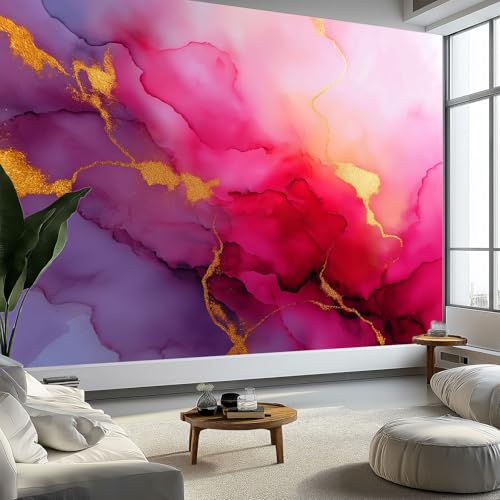 Fototapete 3D Marmor Alkoholtintenmalerei Vlies Tapeten Wandtapete 400 x 280 cm, Rosa Lila Moderne Wanddekoration - Wohnzimmer Schlafzimmer TV-Hintergrund Wanddeko Fototapete 3D Marmor Alkoholtintenmalerei Vlies Tapeten Wandtapete 400 x 280 cm, Rosa Lila Moderne Wanddekoration - Wohnzimmer Schlafzimmer TV-Hintergrund Wanddeko von Generisch