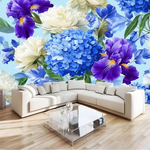 Fototapete 3D Vliestapete Violett, Panorama Wandtapete Dekoration Zart Elegant Blumen - UV-Beständig Wanddekoration für Wohnzimmer Schlafzimmer 400 x 280 cm (B x H) von Generisch