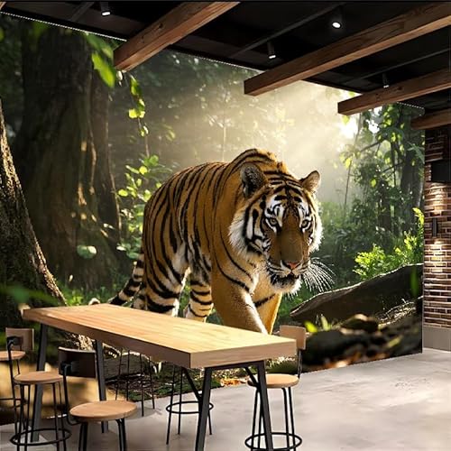 Fototapete 3d Tiger3d tapete Tierische Wildheit 200x140cm Indoor Fototapeten Moderne Wanddeko Wohnzimmer Schlafzimmer Kinderzimmer Wandbild Hintergrundgestaltung von Generisch