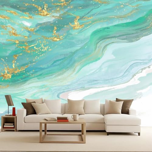 Fototapete 3d effekt MarmorFototapete XXL Grüne Goldstruktur 450x315cm Großes Wandposter Moderne Fototapeten Dekorative Wandkunst Kinderzimmer Schlafzimmer Wohnzimmer Gestaltung von Generisch