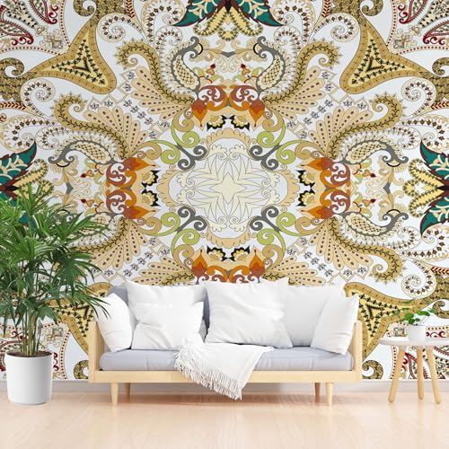 Fototapete Abstrakt Blume Gelb Künstlerisch 365x254cm (B x H) Wand Deko Leinwand Bilder Vliestapete Groß Wanddeko Wohnzimmer Schlafzimmer Gemalte Geometrie Blumen Kunstdrucke 3d effekt Fototapete von Generisch