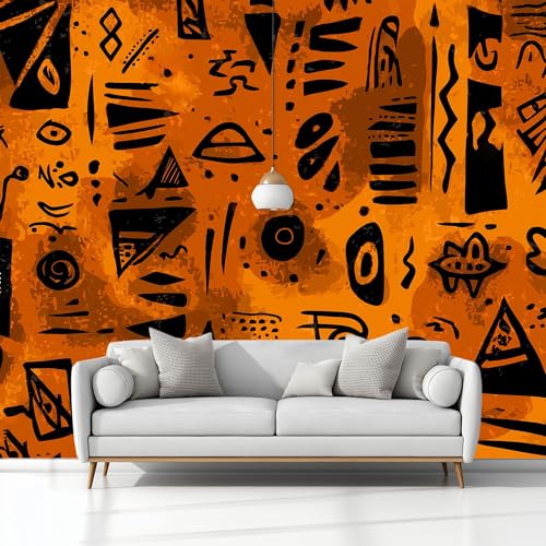Fototapete Afrikanisches Stammesmuster Wanddeko Tapete, Orange Farbe TV-Hintergrund Wanddekoration Wandtapete, Vlies Tapete Wandbild für Wohnzimmer Schlafzimmer Büro 250 x 175 cm Fototapete Afrikanisches Stammesmuster Wanddeko Tapete, Orange Farbe TV-Hintergrund Wanddekoration Wandtapete, Vlies Tapete Wandbild für Wohnzimmer Schlafzimmer Büro 250 x 175 cm von Generisch