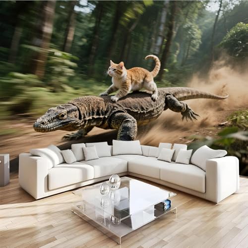 Fototapete Alligator Kätzchen 430x300 cm 3D Vliestapete Wandbilder, Tropisch Wald Mustertapete Moderne Wandtapete Wohnzimmer Schlafzimmer Kinderzimmer Büro Flur Wanddeko TV Hintergrund Tapete Fototapete Alligator Kätzchen 430x300 cm 3D Vliestapete Wandbilder, Tropisch Wald Mustertapete Moderne Wandtapete Wohnzimmer Schlafzimmer Kinderzimmer Büro Flur Wanddeko TV Hintergrund Tapete von Generisch
