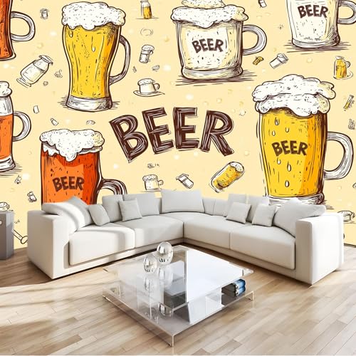 Fototapete Bierkrug, Panorama Poster Tapete Graffiti Stil - Vliestapete Wand-Dekor B400 x H280 cm für Wohnzimmer Schlafzimmer Kinderzimmer Wandbilder Wanddeko von Generisch