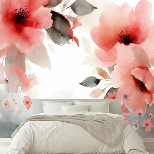 Fototapete Blumen Aquarell Fantasie Vlies Tapete Kinderzimmer - Tapete Moderne Wanddeko 400 x 280 cm Wandtapete für Mädchen Junge Teenager Wohnzimmer, UV-Schutz von Generisch