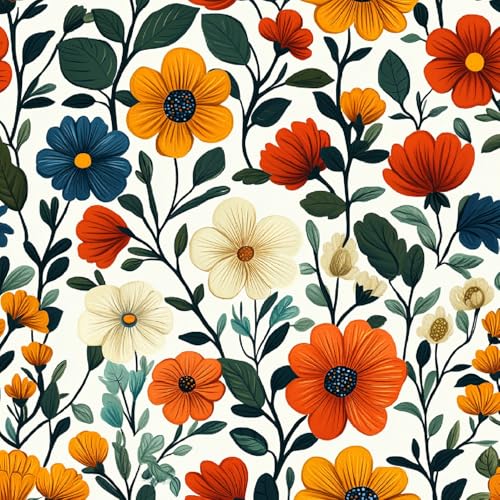 Fototapete Blumen Bunt Selbstklebende Tapete 44x1000 cm Malerei Kunst 3D Wandtapete Selbstklebend Tapete Kinderzimmer Mustertapete Klebetapete Wasserdicht von Generisch