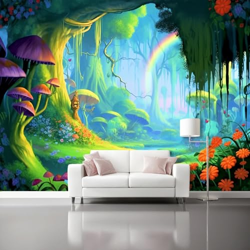 Fototapete Cartoon Fantasie Wald Pflanzen - Fototapete Wanddekoration für Wohnzimmer Schlafzimmer, Blaugrün Vliestapeten Kinderzimmer Modern Tapete Wandtapete Motivtapeten 250 x 175 cm Fototapete Cartoon Fantasie Wald Pflanzen - Fototapete Wanddekoration für Wohnzimmer Schlafzimmer, Blaugrün Vliestapeten Kinderzimmer Modern Tapete Wandtapete Motivtapeten 250 x 175 cm von Generisch
