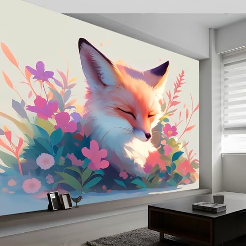 Fototapete Cartoon-Tiermalerei Fuchs Vlies Tapeten Wandtapete, Bunt Moderne Wanddeko Design Wand Dekoration Wohnzimmer Schlafzimmer Büro Flur 500 x 280 cm (B x H) Wandtapet von Generisch