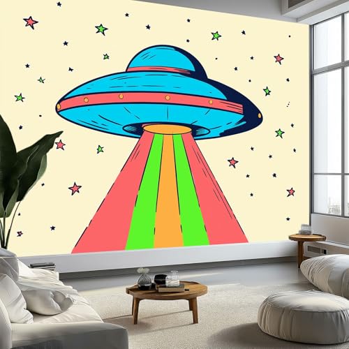Fototapete Cartoon-Ufo Sterne 3D Effekt Vlies Tapeten 450 x 315 cm Wandgemälde, Beige Moderne Wanddeko Design Wandtapete Wohnzimmer Schlafzimmer Büro Flur Wandgemälde Fototapete Cartoon-Ufo Sterne 3D Effekt Vlies Tapeten 450 x 315 cm Wandgemälde, Beige Moderne Wanddeko Design Wandtapete Wohnzimmer Schlafzimmer Büro Flur Wandgemälde von Generisch