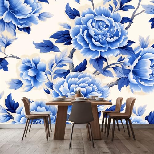 Fototapete Chinesischer Stil Pfingstrosenblüten Vliestapeten, 300 x 210 cm 3D Effekt Tapeten für Schlafzimmer Wohnzimmer Küchen Wanddeko, Weiß Blau Geblümt Motiv Wandbild dekoration Fototapete Chinesischer Stil Pfingstrosenblüten Vliestapeten, 300 x 210 cm 3D Effekt Tapeten für Schlafzimmer Wohnzimmer Küchen Wanddeko, Weiß Blau Geblümt Motiv Wandbild dekoration von Generisch