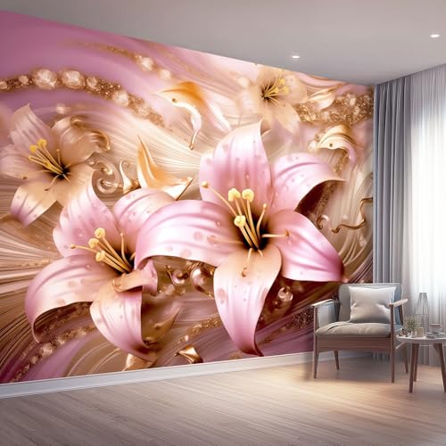 Fototapete Druck Tapeten 3D Elegante Blumen Lilien - Rosa Lila Vliestapete für Wohnzimmer Kinderzimmer TV Hintergrund Vlies Tapete 8D Optik Wandverkleidung, 350 x 256 cm Fototapete Druck Tapeten 3D Elegante Blumen Lilien - Rosa Lila Vliestapete für Wohnzimmer Kinderzimmer TV Hintergrund Vlies Tapete 8D Optik Wandverkleidung, 350 x 256 cm von Generisch