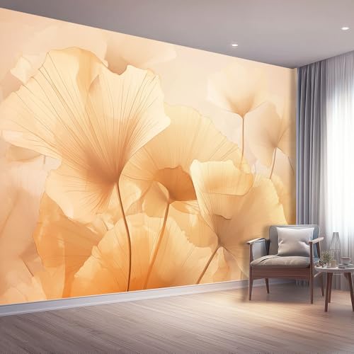 Fototapete Druck Tapeten Abstrakt Exquisit Pflanze Ginkgoblatt - Beige-Orange Vliestapete für Wohnzimmer Kinderzimmer TV Hintergrund Vlies Tapete 9D Optik Wandverkleidung, 400 x 280 cm Fototapete Druck Tapeten Abstrakt Exquisit Pflanze Ginkgoblatt - Beige-Orange Vliestapete für Wohnzimmer Kinderzimmer TV Hintergrund Vlies Tapete 9D Optik Wandverkleidung, 400 x 280 cm von Generisch