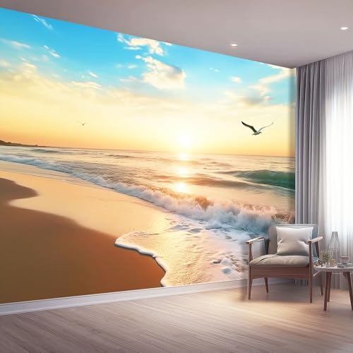 Fototapete Druck Tapeten Natur Realistische Landschaft Strand - Hellblau Vliestapete für Wohnzimmer Kinderzimmer TV Hintergrund Vlies Tapete 8D Optik Wandverkleidung, 350 x 256 cm Fototapete Druck Tapeten Natur Realistische Landschaft Strand - Hellblau Vliestapete für Wohnzimmer Kinderzimmer TV Hintergrund Vlies Tapete 8D Optik Wandverkleidung, 350 x 256 cm von Generisch