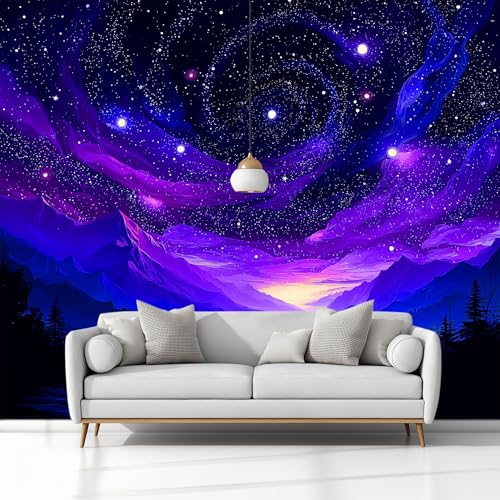 Fototapete Fantasie-Nachthimmel Wald Tapete Fototapeten, Lila Vlies Tapeten 300 x 210 cm Vliestapete Wandtapete, Moderne Wand Schlafzimmer Wohnzimmer Tapete Fototapete Fantasie-Nachthimmel Wald Tapete Fototapeten, Lila Vlies Tapeten 300 x 210 cm Vliestapete Wandtapete, Moderne Wand Schlafzimmer Wohnzimmer Tapete von Generisch