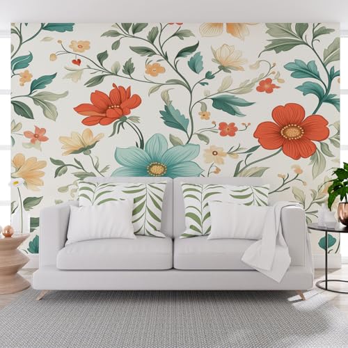 Fototapete Gemalte Hibiskus Blätter 500x317cm (B x H) Wand Deko Leinwand Bilder Vliestapete Groß Wanddeko Wohnzimmer Schlafzimmer Pflanzen Blumen Blätter Kunstdrucke 3d effekt Fototapete von Generisch