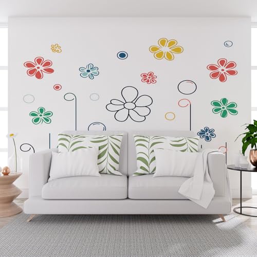 Fototapete Geometrie Linien Blumen 450x315cm (B x H) Wand Deko Leinwand Bilder Vliestapete Groß Wanddeko Wohnzimmer Schlafzimmer Gemalte Geometrie Blumen Kunstdrucke 3d effekt Fototapete von Generisch