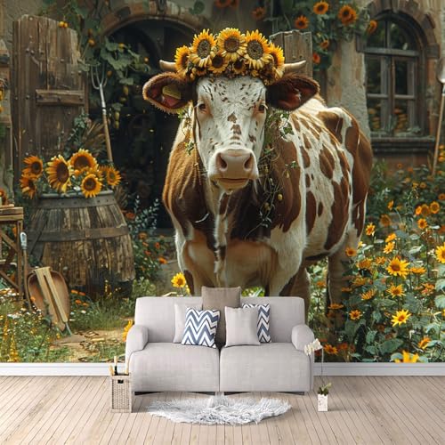 Fototapete Kuh Sonnenblume 3D Effekt Tier Wandbilder 400x280 cm Wandtapete Wasserdicht Leicht zu Reinigen Realistisches Wanddekoration Vliestapete für Esszimmer Flur Küche Café Hotel Wall Mural Fototapete Kuh Sonnenblume 3D Effekt Tier Wandbilder 400x280 cm Wandtapete Wasserdicht Leicht zu Reinigen Realistisches Wanddekoration Vliestapete für Esszimmer Flur Küche Café Hotel Wall Mural von Generisch