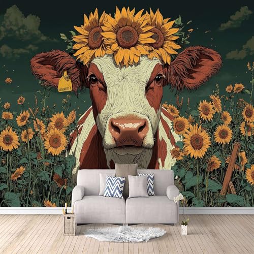 Fototapete Kuh Sonnenblume 3D Effekt Tier Wandbilder 450x315 cm Wandtapete Wasserdicht Leicht zu Reinigen Realistisches Wanddekoration Vliestapete für Esszimmer Flur Küche Café Hotel Wall Mural Fototapete Kuh Sonnenblume 3D Effekt Tier Wandbilder 450x315 cm Wandtapete Wasserdicht Leicht zu Reinigen Realistisches Wanddekoration Vliestapete für Esszimmer Flur Küche Café Hotel Wall Mural von Generisch