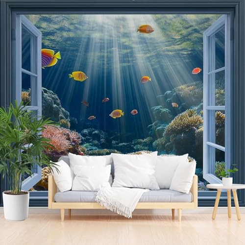 Fototapete Meereslebewesen Koralle Blau 250x175cm (B x H) Tapete Fototapeten Vlies Tapeten Vliestapete Wandtapete moderne Wand Schlafzimmer Wohnzimmer Natur Segeln Landschaft von Generisch