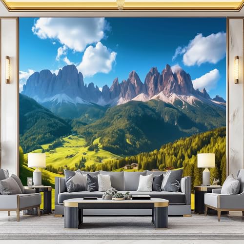 Fototapete Natur Berge Felder - Fototapete Wanddekoration für Wohnzimmer Schlafzimmer, Grün Blau Vliestapeten Kinderzimmer Modern Tapete Wandtapete Motivtapeten 350 x 256 cm Fototapete Natur Berge Felder - Fototapete Wanddekoration für Wohnzimmer Schlafzimmer, Grün Blau Vliestapeten Kinderzimmer Modern Tapete Wandtapete Motivtapeten 350 x 256 cm von Generisch