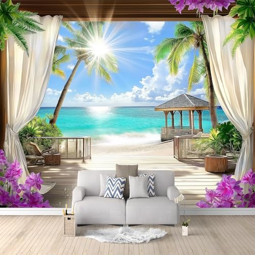 Fototapete Natur Meerblick Terrasse, 300x210 cm Vlies Tapete 3D Effekt Moderne Wandtapete Dekoration, für Wohnzimmer Schlafzimmer TV-Hintergrund Wanddeko Wallpaper Fototapete Natur Meerblick Terrasse, 300x210 cm Vlies Tapete 3D Effekt Moderne Wandtapete Dekoration, für Wohnzimmer Schlafzimmer TV-Hintergrund Wanddeko Wallpaper von Generisch