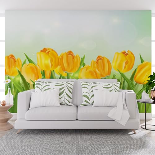 Fototapete Natur Pflanze Blumen (Gelb) 500x280cm (B x H) Tapete Fototapeten Vlies Tapeten Vliestapete Wandtapete moderne Wand Schlafzimmer Wohnzimmer Natur Blumen von Generisch