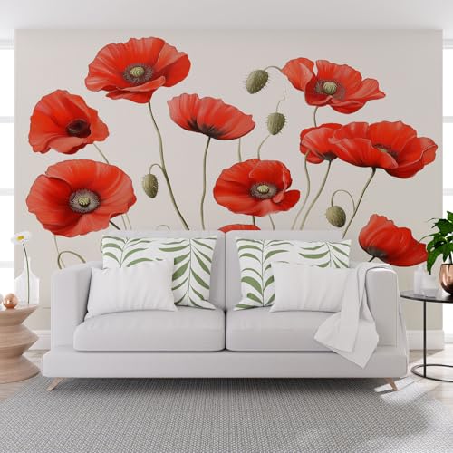 Fototapete Natur Pflanze Rot Blume 500x317cm (B x H) Vlies Tapeten Wandtapete Moderne Rote Blumen Vliestapete Wanddeko Foto Tapeten Wand Dekoration Wohnzimmer Schlafzimmer Büro von Generisch