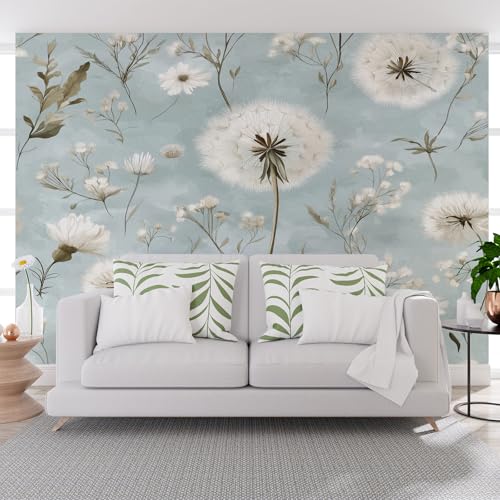 Fototapete Natur Pflanzen Blumen Blau 500x317cm (B x H) Wand Deko Leinwand Bilder Vliestapete Groß Wanddeko Wohnzimmer Schlafzimmer Pflanzen Blumen Blätter Kunstdrucke 3d effekt Fototapete von Generisch