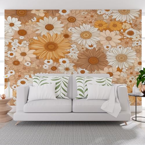 Fototapete Pflanze Gänseblümchen Blume Gelb 450x315cm (B x H) Wand Deko Leinwand Bilder Vliestapete Groß Wanddeko Wohnzimmer Schlafzimmer Vintage Pflanzen Blumen Kunstdrucke 3d effekt Fototapete von Generisch
