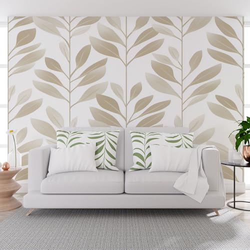 Fototapete Pflanze Geometrie Blätter Gelb 500x280cm (B x H) Wand Deko Leinwand Bilder Vliestapete Groß Wanddeko Wohnzimmer Schlafzimmer Künstlerisch Gemalte Blätter Kunstdrucke 3d effekt Fototapete von Generisch