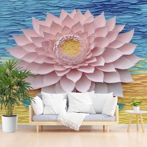 Fototapete Pflanzen Geometrie Lotus Rot 200x140cm (B x H) Wand Deko Leinwand Bilder Vliestapete Groß Wanddeko Wohnzimmer Schlafzimmer Natür Pflanzen Und Blumen Kunstdrucke 3d effekt Fototapete von Generisch