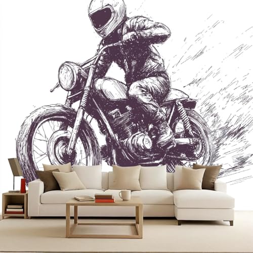 Fototapete Premium Schwarz-weißes MotorradArt Fototapeten Kunstbewegungen 450x315cm Akzentwand Dekoration Moderne Foto tapete Wohnzimmer Schlafzimmer Kinderzimmer Wandposter Einfach Anbringen Fototapete Premium Schwarz-weißes MotorradArt Fototapeten Kunstbewegungen 450x315cm Akzentwand Dekoration Moderne Foto tapete Wohnzimmer Schlafzimmer Kinderzimmer Wandposter Einfach Anbringen von Generisch