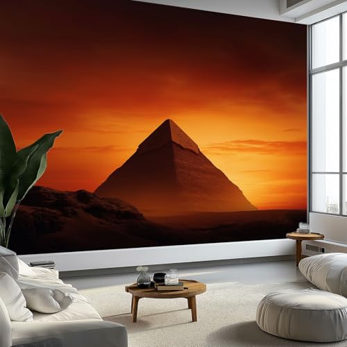 Fototapete Realistisch Natur Pyramiden, Panorama Wandtapete Dekoration Orange Gelb Vlies Wanddekoration für Wohnzimmer Schlafzimmer 400 x 280 cm (B x H) - UV-Beständig von Generisch