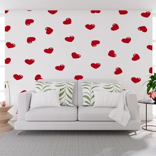Fototapete Romantische Geometrie Liebe Herz Rot 300x210cm (B x H) Wand Deko Leinwand Bilder Vliestapete Groß Wanddeko Wohnzimmer Schlafzimmer Minimalismus Liebe Kunstdrucke 3d effekt Fototapete von Generisch